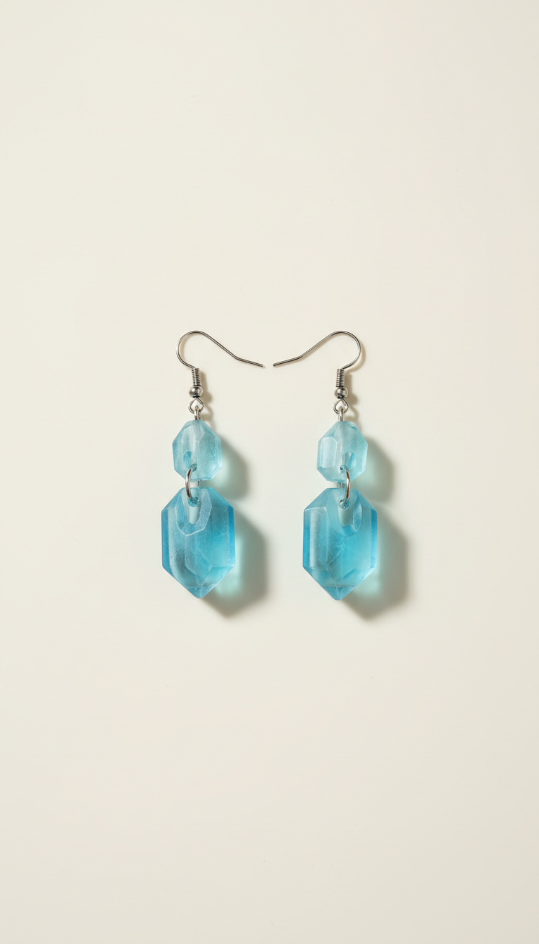 Icy Azure Geometric Earrings